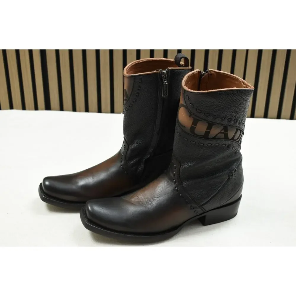 Cuadra Men's Viena Black Laser Woven Zipper Cowhide Leather CU559 US Size 9.5 EE